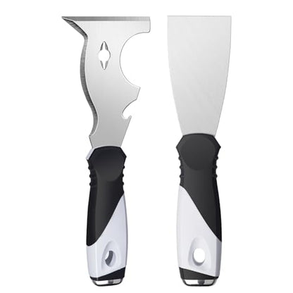 Mister Rui 2-Pack 10-in-1 Putty Knife, Stainless Paint Scraper, Wood Tool - color: 2" and 10 in 1 Putty Knife