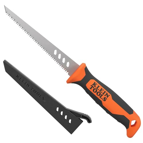 Klein Tools 31711 Fixed Blade Rasping Jab Saw with Sheath, Triple Ground Teeth Cuts Drywall, Plywood, Plastic and Wallboard, Hardened Steel Blade - style: Fixed Jab Saw