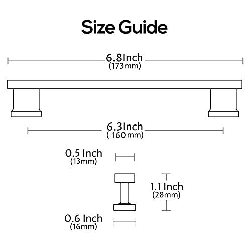Alzassbg 6-1/4" Matte Black Cabinet Pulls and Handles 10 Pack, AL3061MB - color: Matte Black, size: 6-1/4" Hole Center