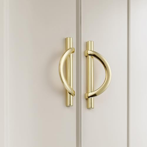 HOME EDIT Polished Brass Cabinet Pulls Curved, 3-3/4 Inch/96 mm, 10 Pack - color: Gold, size: 3-3/4 Inch Hole Center