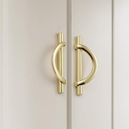 HOME EDIT Polished Brass Cabinet Pulls Curved, 3-3/4 Inch/96 mm, 10 Pack - color: Gold, size: 3-3/4 Inch Hole Center