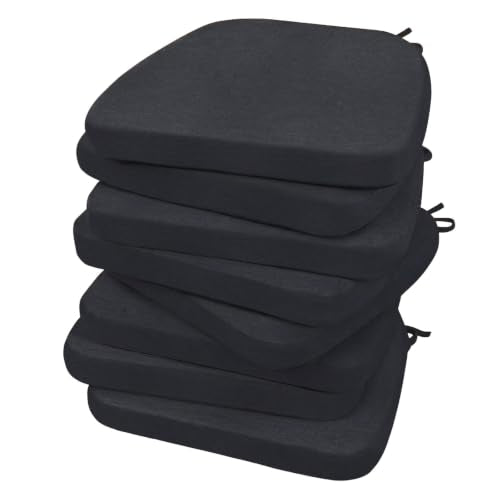 AAAAAcessories Chair Cushions for Dining Chairs, 17 x 16 x 2 in, Set of 8 - color: Black, size: 8 Pack