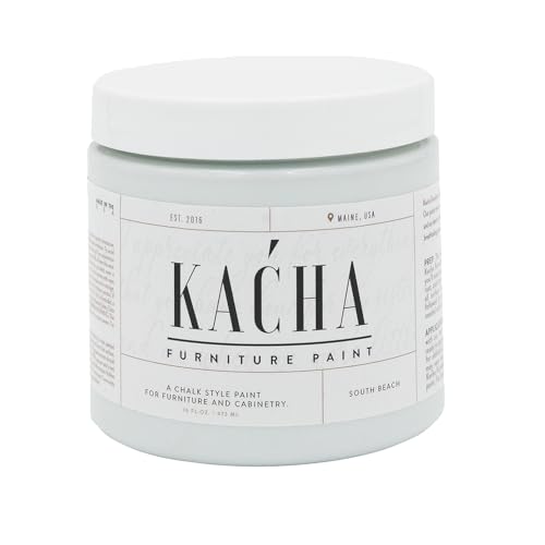 Kacha Furniture Paint | Blue-Green Chalk Style Paint for Furniture, Cabinets, and Crafts | Pint -16 oz | South Beach | Low VOC | Matte | (Topcoat Required) - color: South Beach Blue, size: 16 Fl Oz (Pack of 1)