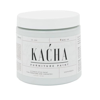 Kacha Furniture Paint | Blue-Green Chalk Style Paint for Furniture, Cabinets, and Crafts | Pint -16 oz | South Beach | Low VOC | Matte | (Topcoat Required) - color: South Beach Blue, size: 16 Fl Oz (Pack of 1)
