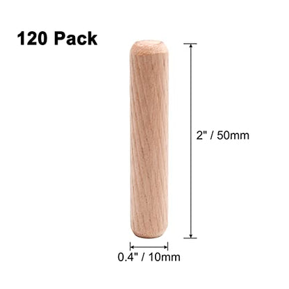 120Pcs 3/8"x2" Hardwood Fluted Dowel Pins for Woodworking DIY - size: 3/8" x 2"
