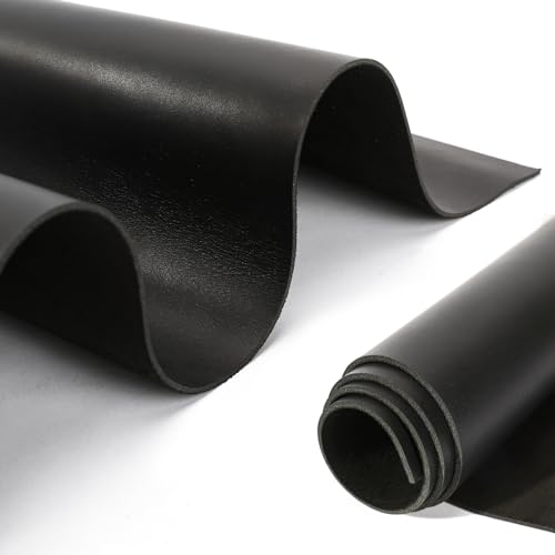12''X24'' Genuine Leather Sheets - Tooling Leather Fabric Pieces for Crafts, Full Grain Leather Hide Material(Black, 2mm Thick) - color: Black 2