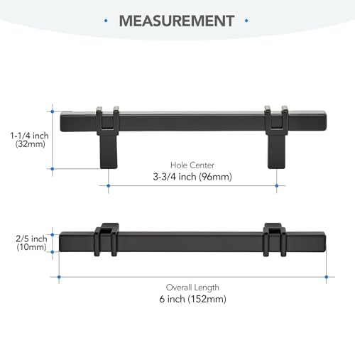 HOME EDIT 3-3/4 inch Black Cabinet Handles, 10 Pack Kitchen Cabinet Handles Matte Black Drawer Pulls Zinc Alloy Square Bar Kitchen Pulls - color: Black, size: 3-3/4 Inch Hole Center