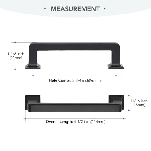 HOME EDIT Matte Black Cabinet Handles Zinc Pulls 3-3/4 Inch 10 Pack - color: Matte Black, size: 3-3/4 inches Hole Center