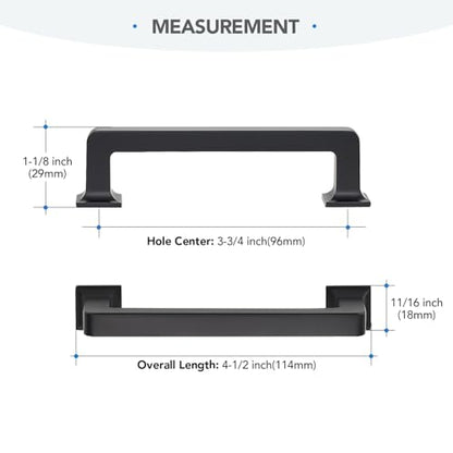 HOME EDIT Matte Black Cabinet Handles Zinc Pulls 3-3/4 Inch 10 Pack - color: Matte Black, size: 3-3/4 inches Hole Center
