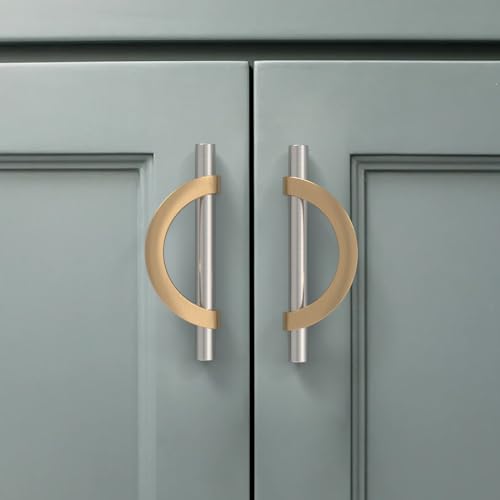 Amerdeco 10 Pack Brushed Satin Nickel and Champagne Bronze Cabinet Pulls 3.75 Inch(96MM) Hole Centers Kitchen Cabinet Handles Cabinet Hardware Cupboard Handles Drawer Pulls… - color: Champagne Gold Brushed Satin Nickel, size: 3.75"/96MM Hole Center, style