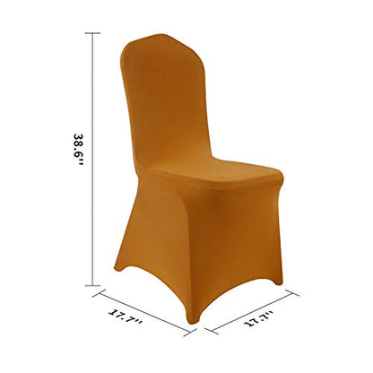 Peomeise 6pcs Stretch Spandex Chair Cover for Wedding Party Dining Banquet Event (Gold, 6) - color: Gold, size: 6PCS