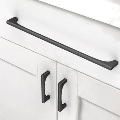 Asidrama 10 Pack 10 Inch(254mm) Matte Black Cabinet Pulls Kitchen Cabinet Handles Black Kitchen Cabinet Hardware for Cupboard Drawer 2321 - color: Matte Black, size: 10" Hole Center, style: 10 Pack