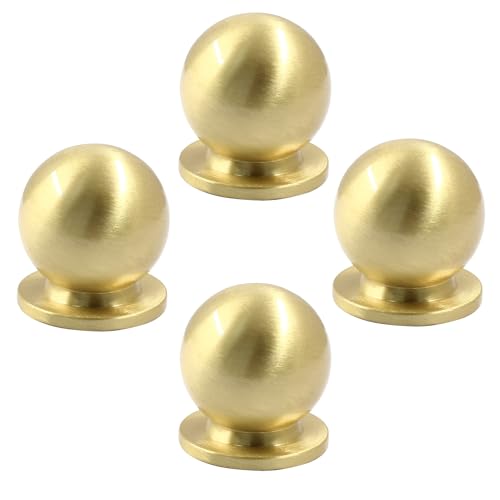 Jiozermi 4 Pack Mini Round Solid Brass Knobs, 1 Inch, Gold - color: Gold, size: 1 Inch(25mm)