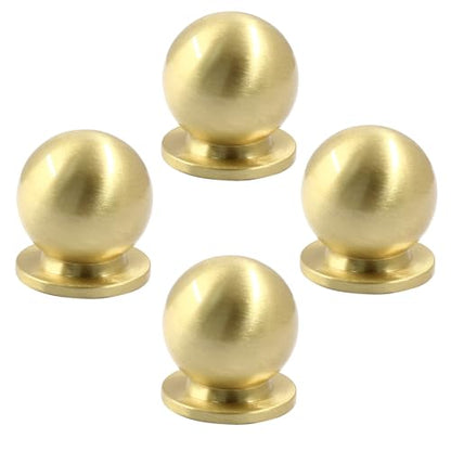 Jiozermi 4 Pack Mini Round Solid Brass Knobs, 1 Inch, Gold - color: Gold, size: 1 Inch(25mm)