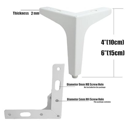 4 inch White Metal Furniture Legs,Set of 4,2mm Thick - color: White, size: 4 inch (2 thick)