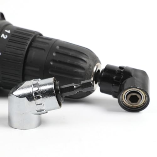 90 Degree Right Angle Drill Adapter Attachment, 1/4" Quick Change Magnetic Bit Socket for Impact Drill Driver, Tight Spaces