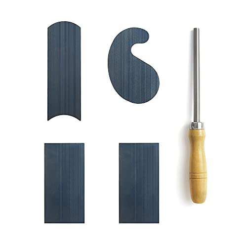 Cabinet Scraper Burnisher with 4 Piece Multi-Shaped Scraper Set 2 Rectangle 1 Curved (Convex and Concave) and 1 Gooseneck Scraper - style: 1 Burnisher+4 Multi-Shaped Scraper