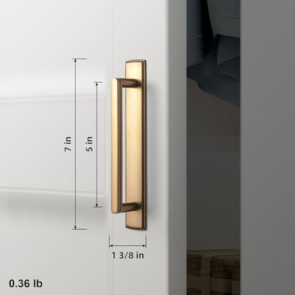 Goo-Ki 2 Pack 5'' Center to Center Champagne Bronze Cabinet Handles with Backplate Modern Kitchen Drawer Pulls with Subtle Curves - color: Champagne Bronze, size: 5" Center to Center