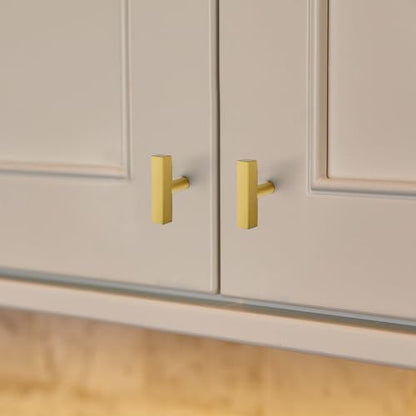 10 Pack Brushed Brass Cabinet Knobs 2 In, Gold Square Bar Hardware - color: Brushed Brass&square Bar