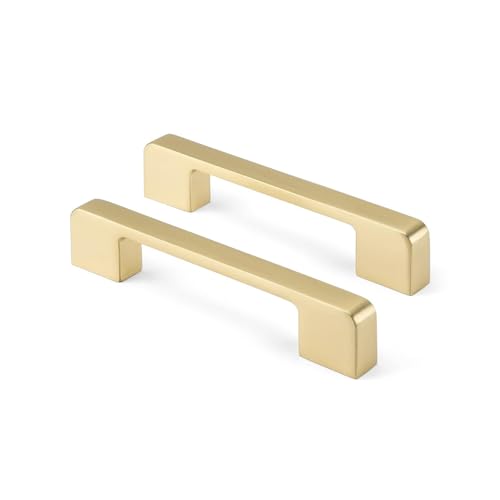 Rergy Cabinet Handles, Brushed Gold Drawer Pulls, 3.75", 10 Pack - color: Brushed Gold, size: 3.75"/96MM Hole Center