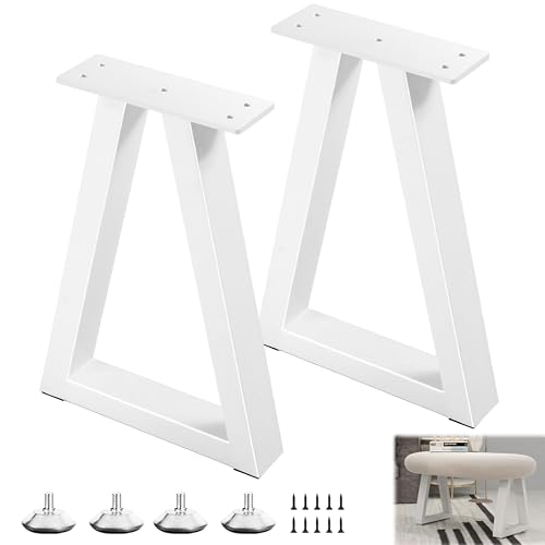 16 Inch Metal Table Legs, Trapezoid Bench Legs Coffee & Side Table Feets for DIY Furniture Office Desk Chair Stool Feets, Set of 2 (H16 x W10.8,White) - color: White, size: 16" Trapezoid