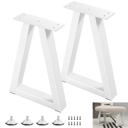16 Inch Metal Table Legs, Trapezoid Bench Legs Coffee & Side Table Feets for DIY Furniture Office Desk Chair Stool Feets, Set of 2 (H16 x W10.8,White) - color: White, size: 16" Trapezoid