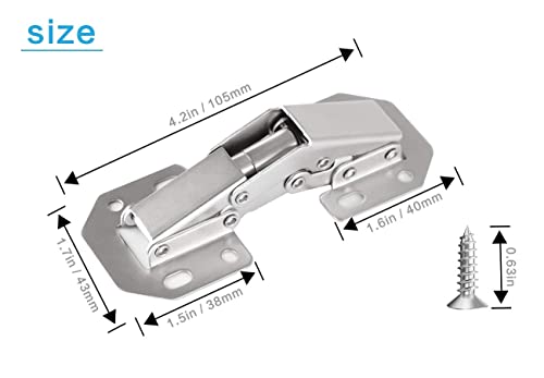 4-Pack Hidden Hinges for Cabinet Doors Frameless, Concealed Cabinet Hinges, 90 Degree Surface Mount Hinges - size: 4 Pack