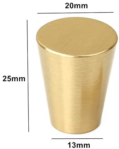 IVAILEX 10 Pack Brushed Brass Cabinet Knobs, Gold Solid Brass Drawer Knobs for Dresser, Furniture Hardware Knob, 0.8 inch Diameter Cone - color: Cone