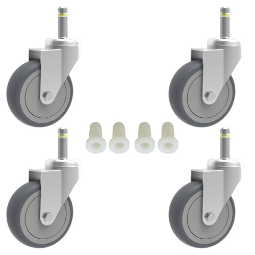 RILIDRI 3-Inch Swivel Stem Caster, 7/16-Inch Stem Diameter Rubber Wheel, Heavy Duty TPR Replacement Wheels for Rubbermaid Mop Bucket Cart Grill Casters - 4 Pack - size: 3 Inch-175LB(4 Swivel)