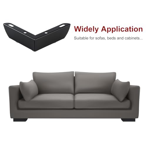 1.18 Inch Metal Furniture Legs Set of 4, Heavy Duty Furniture Feet Minimalist Design Sofa Feets DIY Replacement Parts for TV Cabinet, Coffee Table (Black) - color: Black