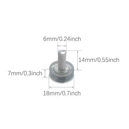 RLECS 12PCS Hard Rubber Transparent Adjustable Furniture Feet M6 Threaded Transparent Furniture Feet Sliding Leveling Pads Diameter 18mm/0.7inch for Tables Chairs Counters Benches Furniture - size: M6