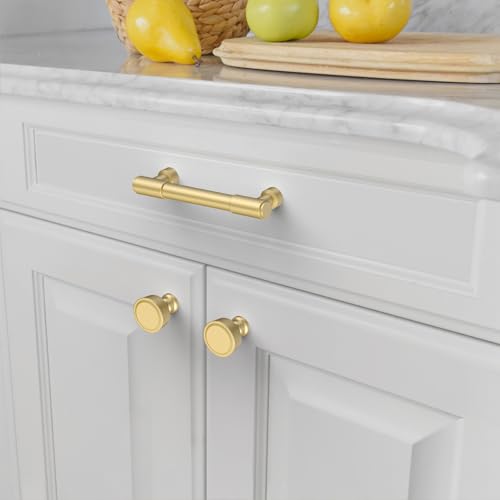Amerdeco 10 Pack Brushed Gold Cabinet Pulls 3.75 Inch(96mm) Hole Center Drawer Pulls Cabinet Hardware Kitchen Cabinet Handles for Bathroom ZH0075 - color: Brushed Gold, size: 3.75"/96MM Hole Center