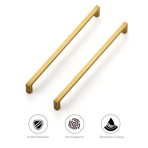 Ravinte Brushed Brass Solid Pulls Cabinet Handles 10 Inch 30 Pack - size: 10 Inch Hole Center