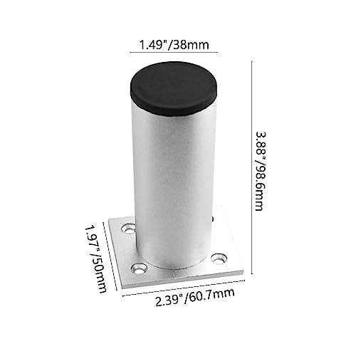TOVOT 8PCS 4" Round Furniture Legs Aluminium Alloy Couch Legs Heavy-Duty Metal Feet for Furniture Cabinet Sofa (Silver)