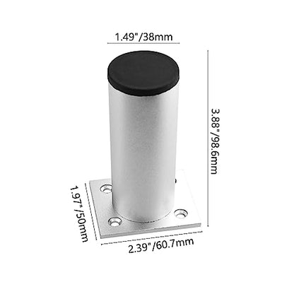 TOVOT 8PCS 4" Round Furniture Legs Aluminium Alloy Couch Legs Heavy-Duty Metal Feet for Furniture Cabinet Sofa (Silver)