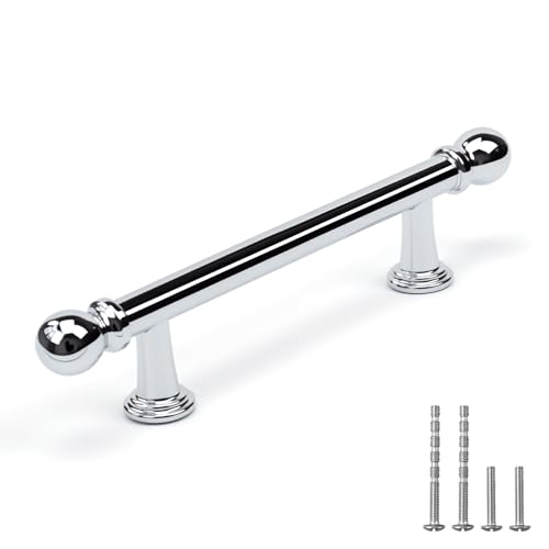 YAGU 6 Pack Polished Nickel Kitchen Cabinet pulls 3 Inch(76mm) Hole Center Solid Bright Chrome Dresser Drawer Handles Furniture Hardware for Cupboard Wardrobe Closet Vanity - color: Polished Chrome, size: 6 Pack, style: 3''/76MM Hole Center
