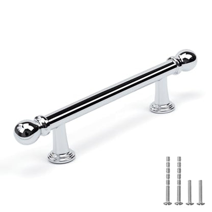YAGU 6 Pack Polished Nickel Kitchen Cabinet pulls 3 Inch(76mm) Hole Center Solid Bright Chrome Dresser Drawer Handles Furniture Hardware for Cupboard Wardrobe Closet Vanity - color: Polished Chrome, size: 6 Pack, style: 3''/76MM Hole Center