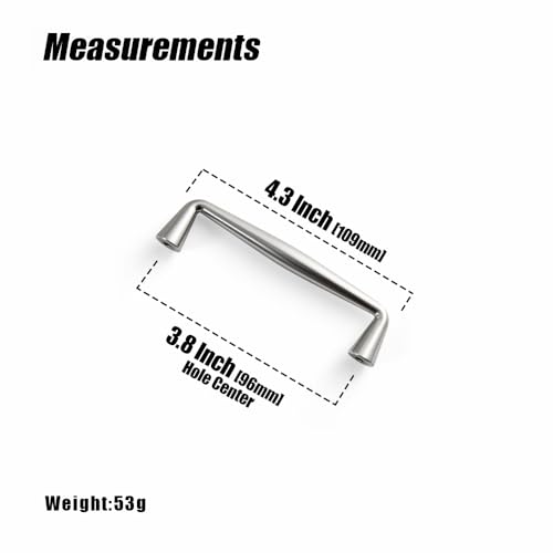 Goo-Ki Brushed Satin Nickel Zinc Alloy Cabinet Handles - 3.78''(96mm) Hole Center Cabinet Pull Hardware for Bedroom, Kitchen, 6 Pack - color: Brushed Satin Nickel, size: 3.8 '' Hole Centers