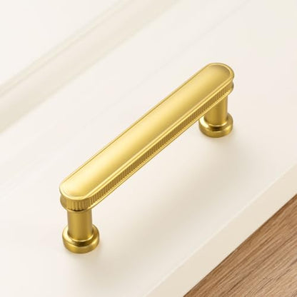 KOOFIZO 10 Pack 3 Inch Brushed Gold Kitchen Cabinet Handles Gold Cabinet Pulls Gold Cabinet Hardware P35 for Cabinets Drawer Dresser Cupboard Bedroom Bathroom - color: Brushed Gold, size: 3" CC