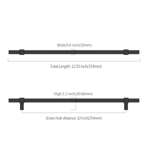 Asidrama 10 Pack 10 inch Matte Black Kitchen Cabinet Handles - color: Matte Black, size: 10" Hole Center(254mm)