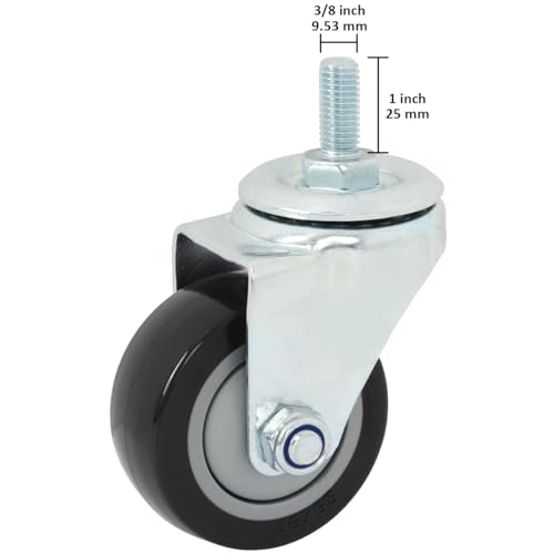 Finnhomy Swivel Caster Wheels 3 Inch Threaded Stem Casters Set of 4 Heavy Duty 3/8"-16 x 1 Anti-wear Polyurethane Industrial Castor Wheels for Cart/Furniture Load Bearing 2200 Lb Smooth Casters Black - style: 3 Inch