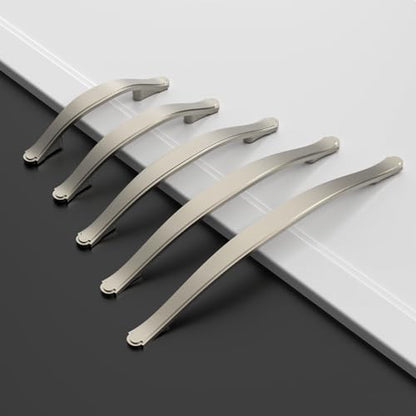 Amerdeco 10 Pack Brushed Satin Nickel Cabinet Pulls 5 Inch(128mm) Hole Center Drawer Pulls Cabinet Hardware Kitchen Cabinet Handles for Bathroom Dresser Pulls ZH0068 - color: Brushed Satin Nickel, size: 5"/128MM Hole Center
