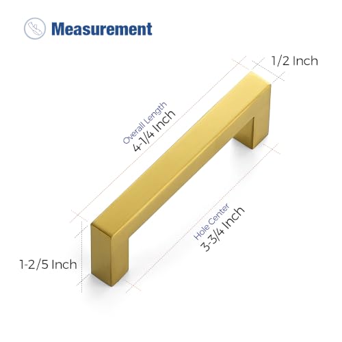 Ravinte Gold Square Pulls Cabinet Handles,3-3/4 Inch,30 Pack - color: Brushed Brass, size: 3-3/4 Inch Hole Center