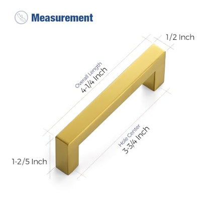 Ravinte Gold Square Pulls Cabinet Handles,3-3/4 Inch,30 Pack - color: Brushed Brass, size: 3-3/4 Inch Hole Center