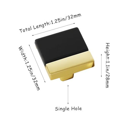 10 Pack Black Gold Square Cabinet Knobs, Single Hole - color: Black Gold, size: Square