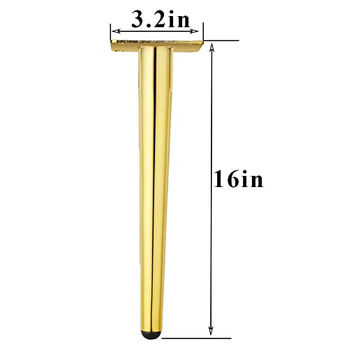 Osring 16 Inch Furniture Table Legs Straight, Gold Metal Coffee Table Feet - size: 16 Inch