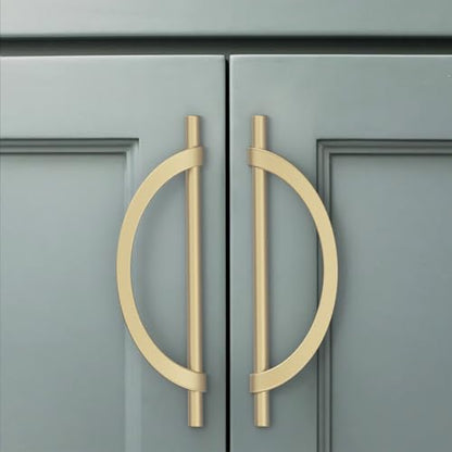 Amerdeco 10 Pack Brushed Gold Cabinet Pulls, 7.5 Inch(192MM) Hole Centers, Kitchen Cabinet Handles, Hardware, Drawer Pulls - color: Brushed Gold, size: 7.5"/192MM Hole Center, style: 10 Pack