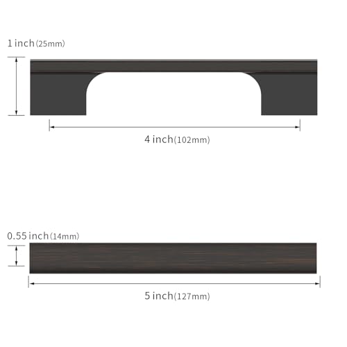 Oil Rubbed Bronze Cabinet Handles Kitchen Pulls 4 Inch 12 Pack - color: Oil Rubbed Bronze, size: 4 Inch Hole Center