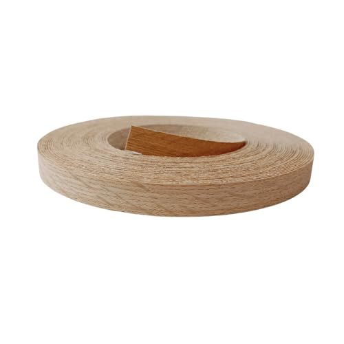 Real Red Oak 1/2 inch ×50ft Wood Veneer Edge Banding Roll,Pre-glued Iron On Wood Veneer Edging-Backed with Hot Melt Adhesive-Flexible Edgebanding Strip for Furniture Restoration - size: 1/2" x50'