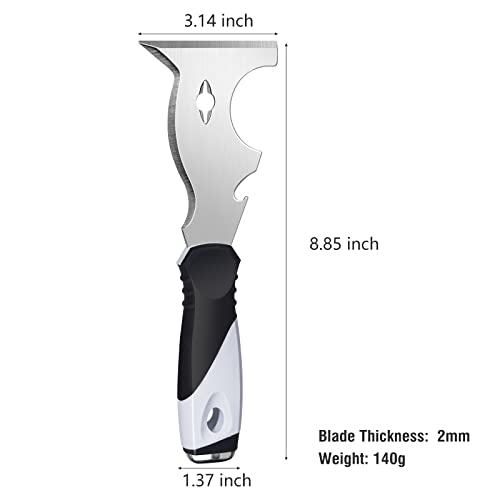 Mister Rui 2PC 10-in-1 Paint Scraper, MultiUse Putty Knife Tool, Hammer End